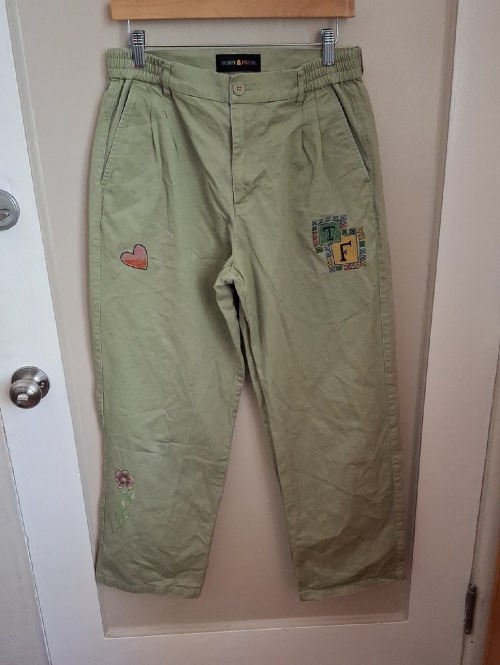 Teddy Fresh Olive Green Embroidered Chinos_1